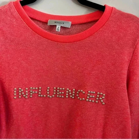 Milly “Influencer” Embellished Sweatshirt – Pink – Size M - Picture 5 of 7